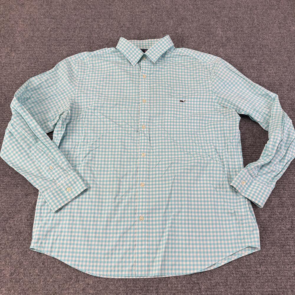 Vineyard Vines Shirt Mens XL Blue Check Classic Fit Tucker Stretch Performance